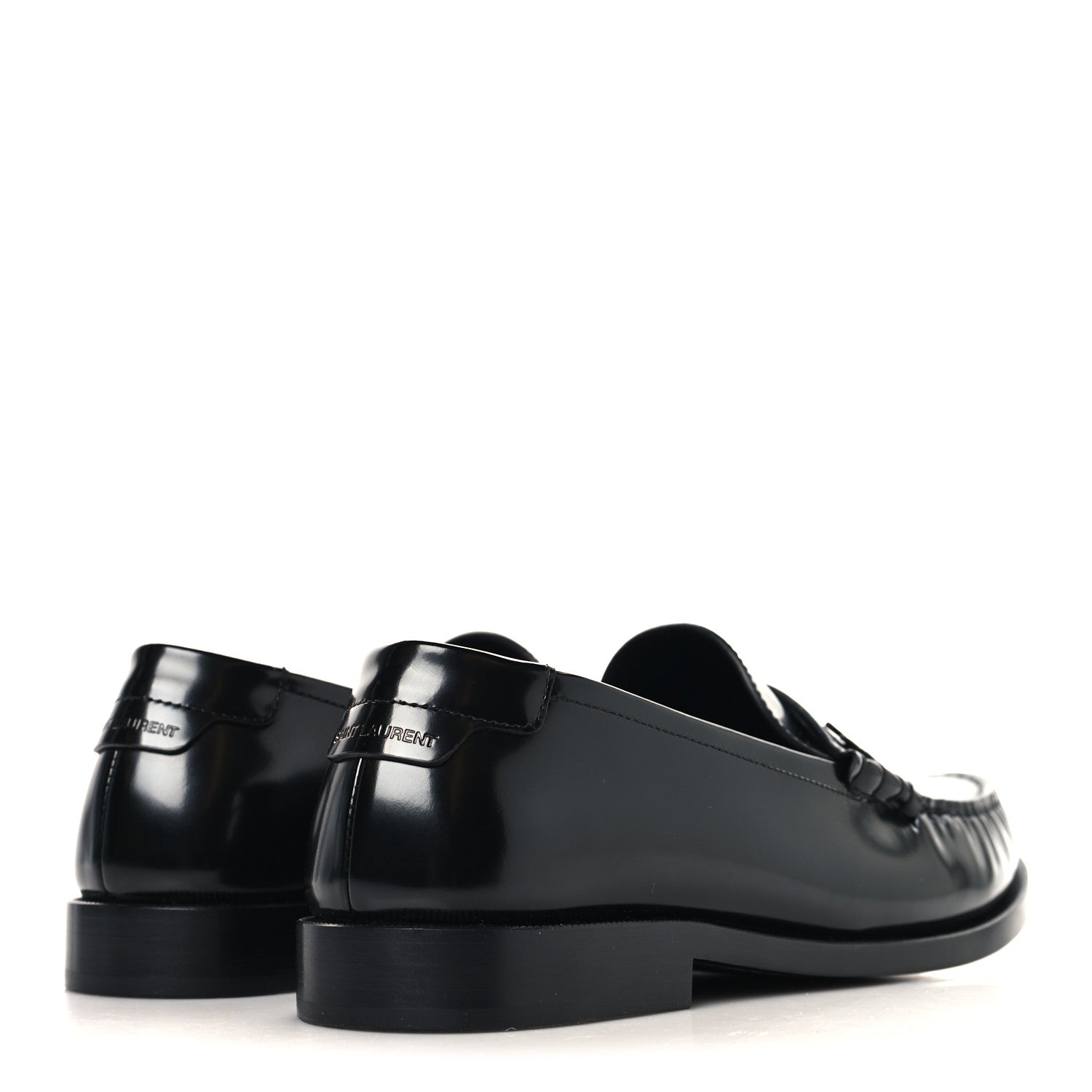 Saint Laurent Glazed Calfskin Le Loafer 15 Penny Slippers 40 Black 5 of 10