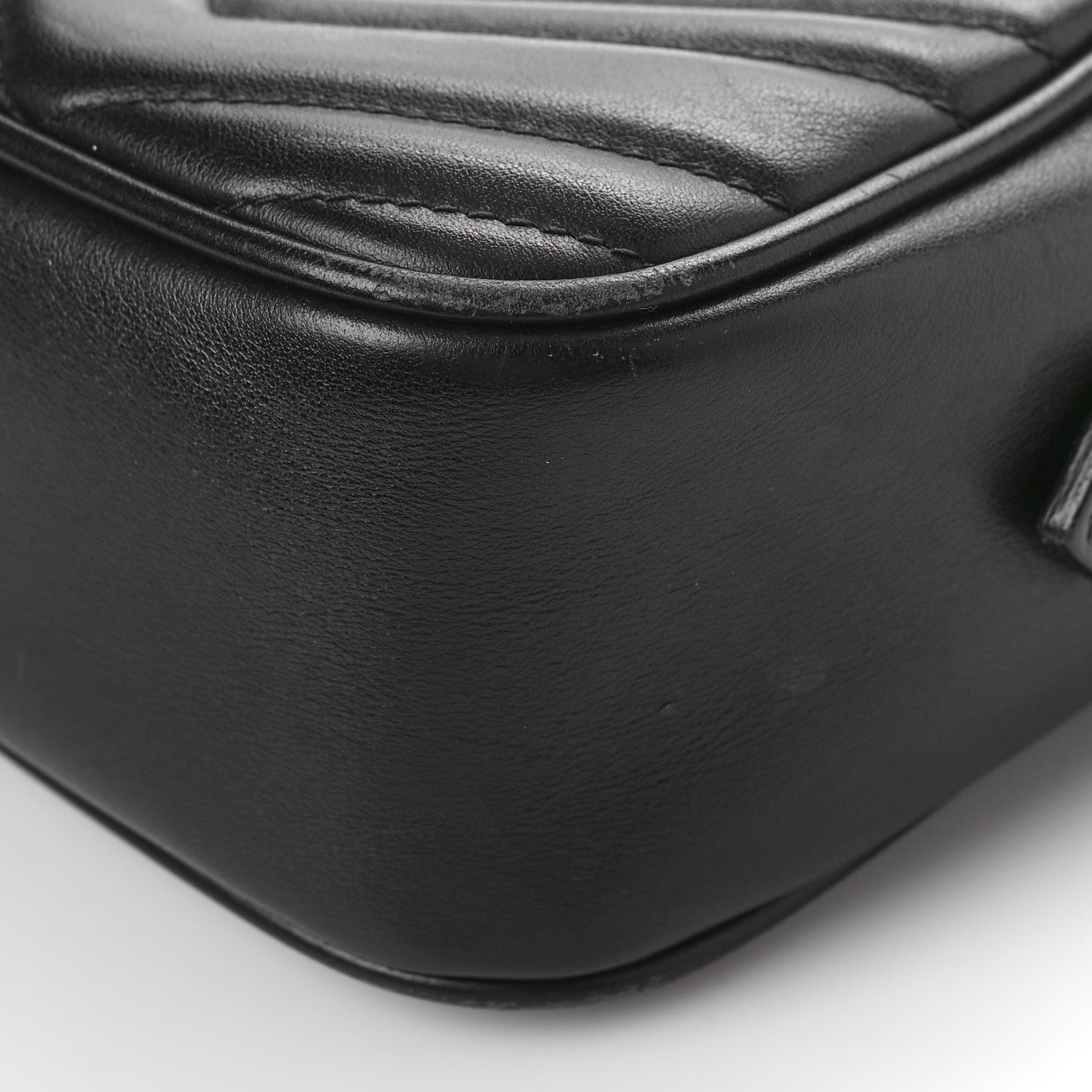 Gucci Calfskin Matelasse Small GG Marmont Chain Shoulder Bag Black 9 of 13