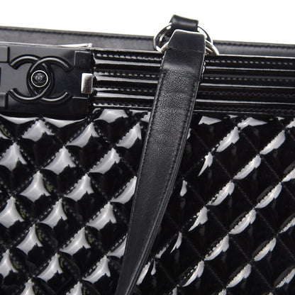 Chanel Patent Calfskin Quilted Plexiglass Boy Shopping Tote Black 11 of 17
