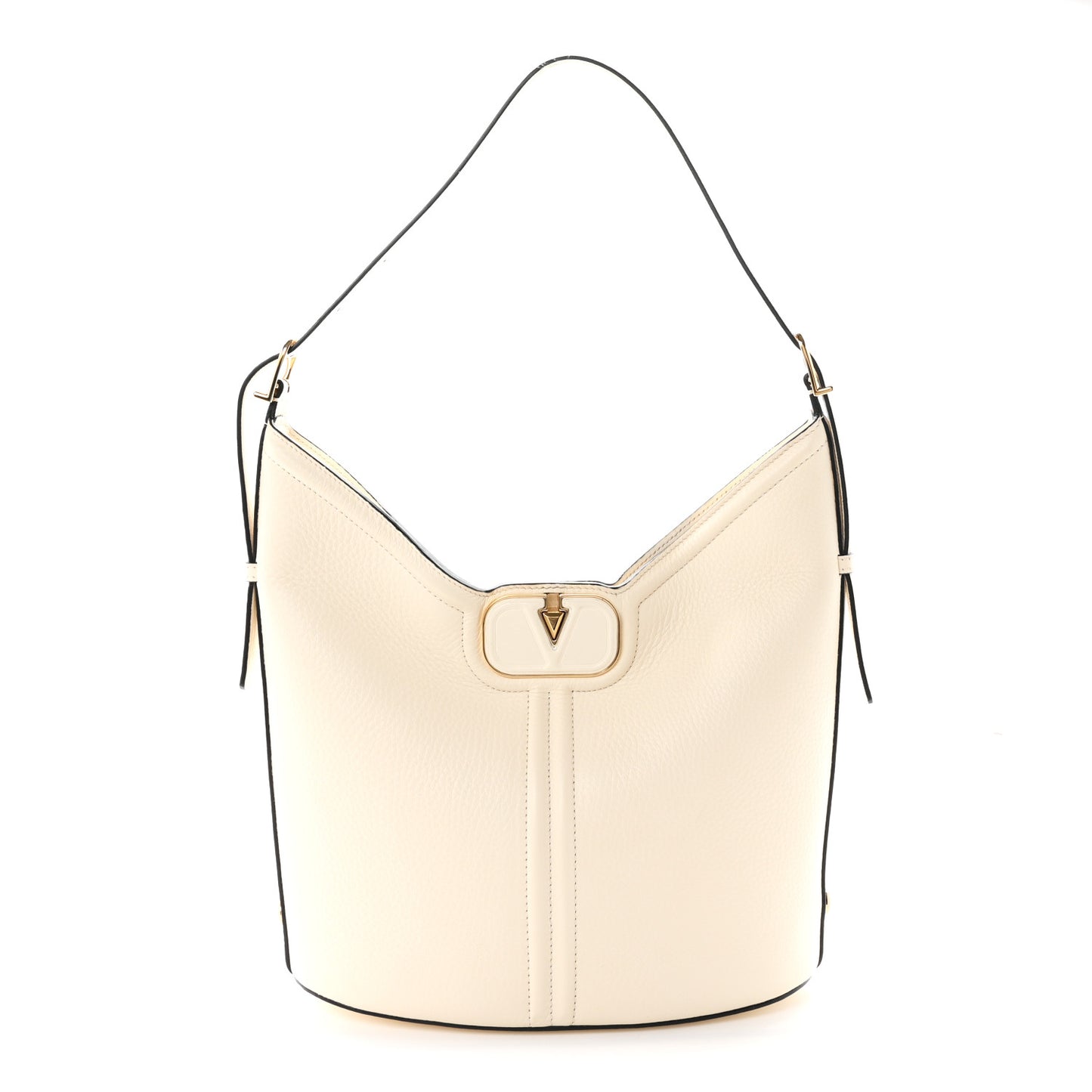 Grained Calfskin Vlogo Tote White