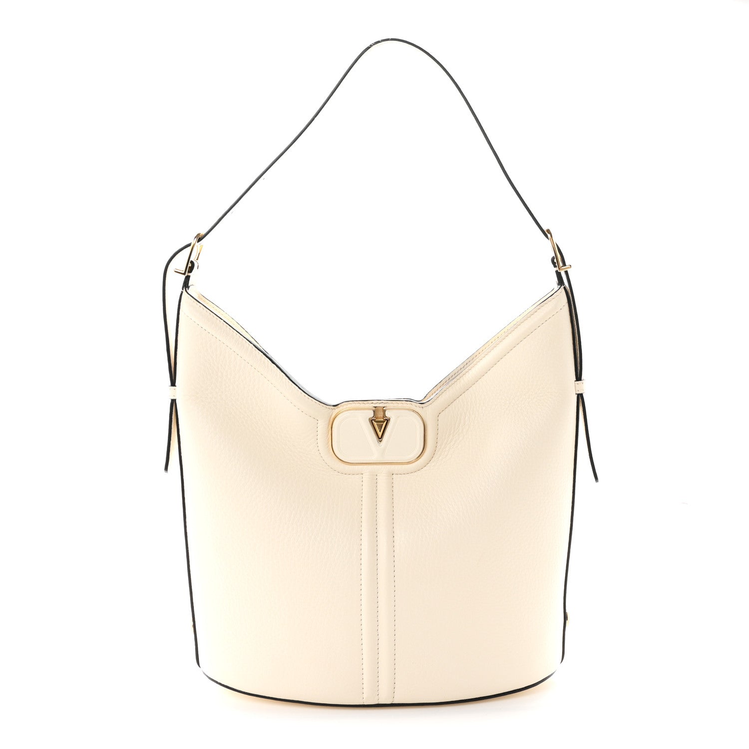 Valentino Garavani Grained Calfskin Vlogo Tote White 1 of 12