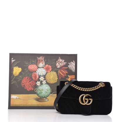 Gucci Velvet Matelasse Mini GG Marmont Shoulder Bag Black 11 of 11