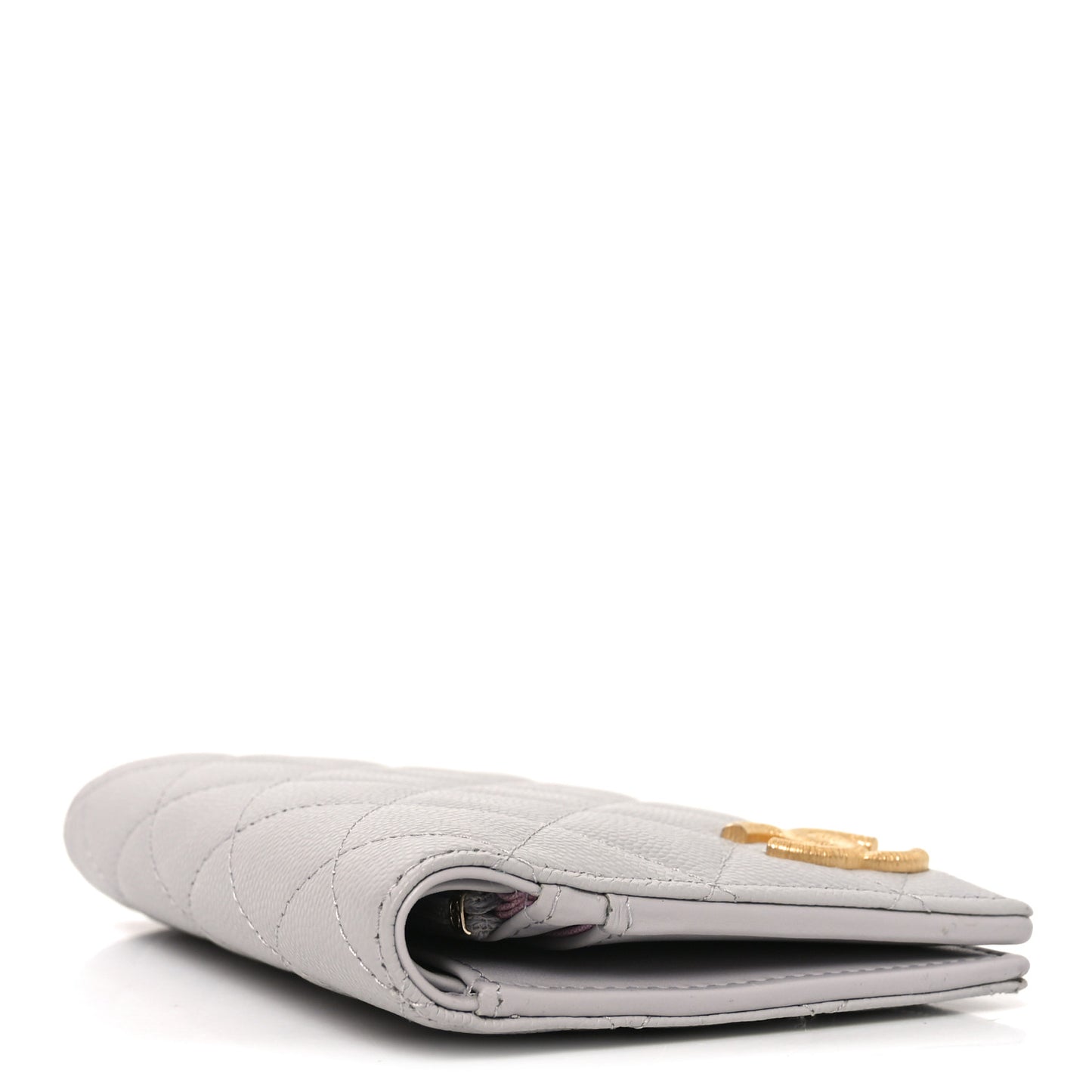 Caviar Quilted CC Passport Holder Grey
