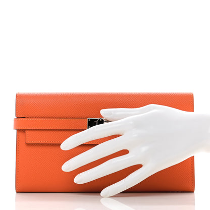 Hermes Epsom Kelly Longue Wallet Orange 2 of 8