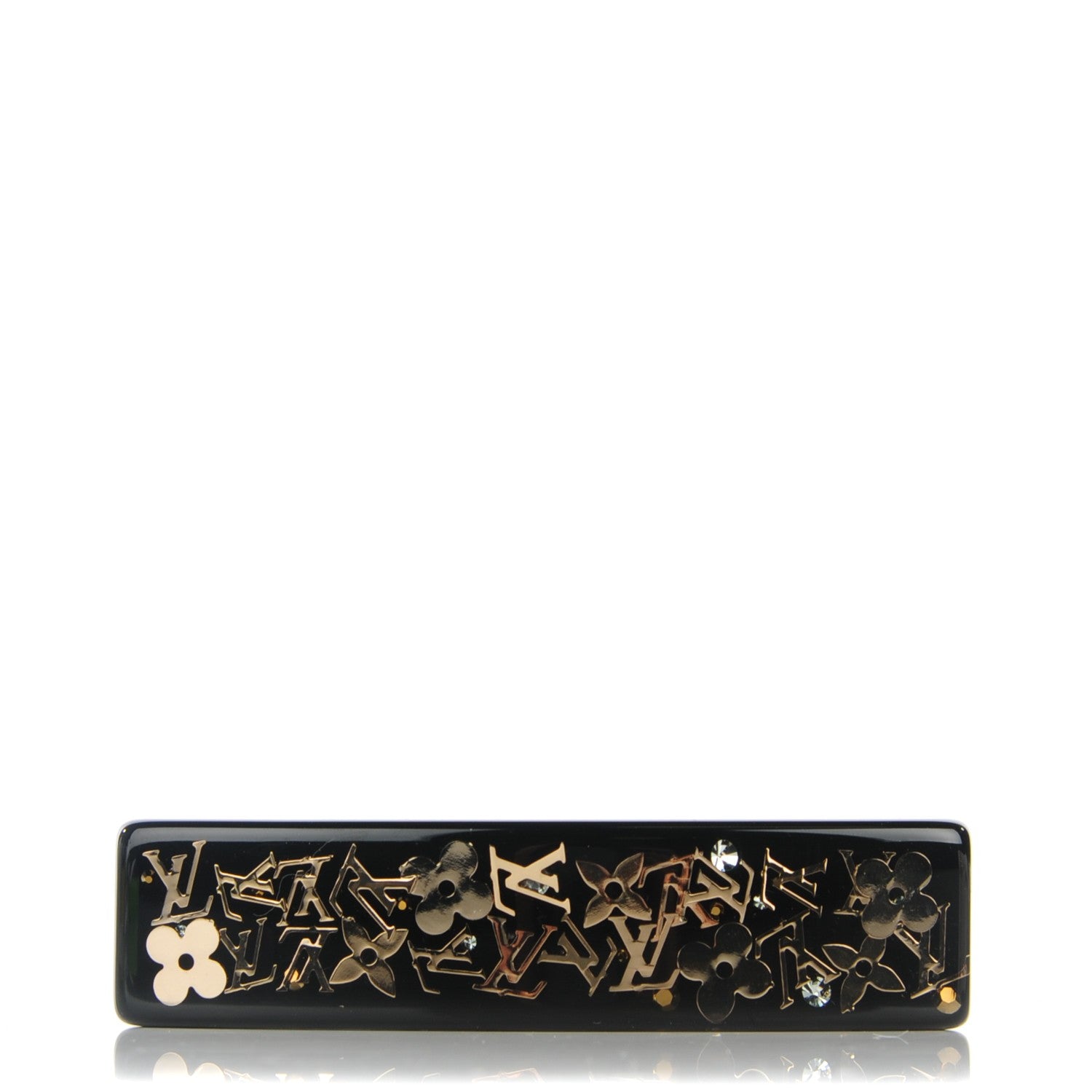 Louis Vuitton Resin Swarovski Crystal Inclusion Barrette GM Black 1 of 5