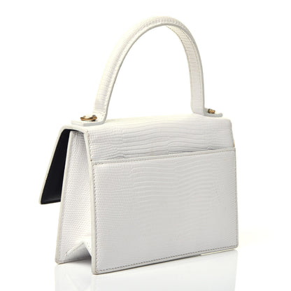 Balenciaga Patent Calfskin Lizard Embossed XS Sharp Top Handle Bag White 3 of 12