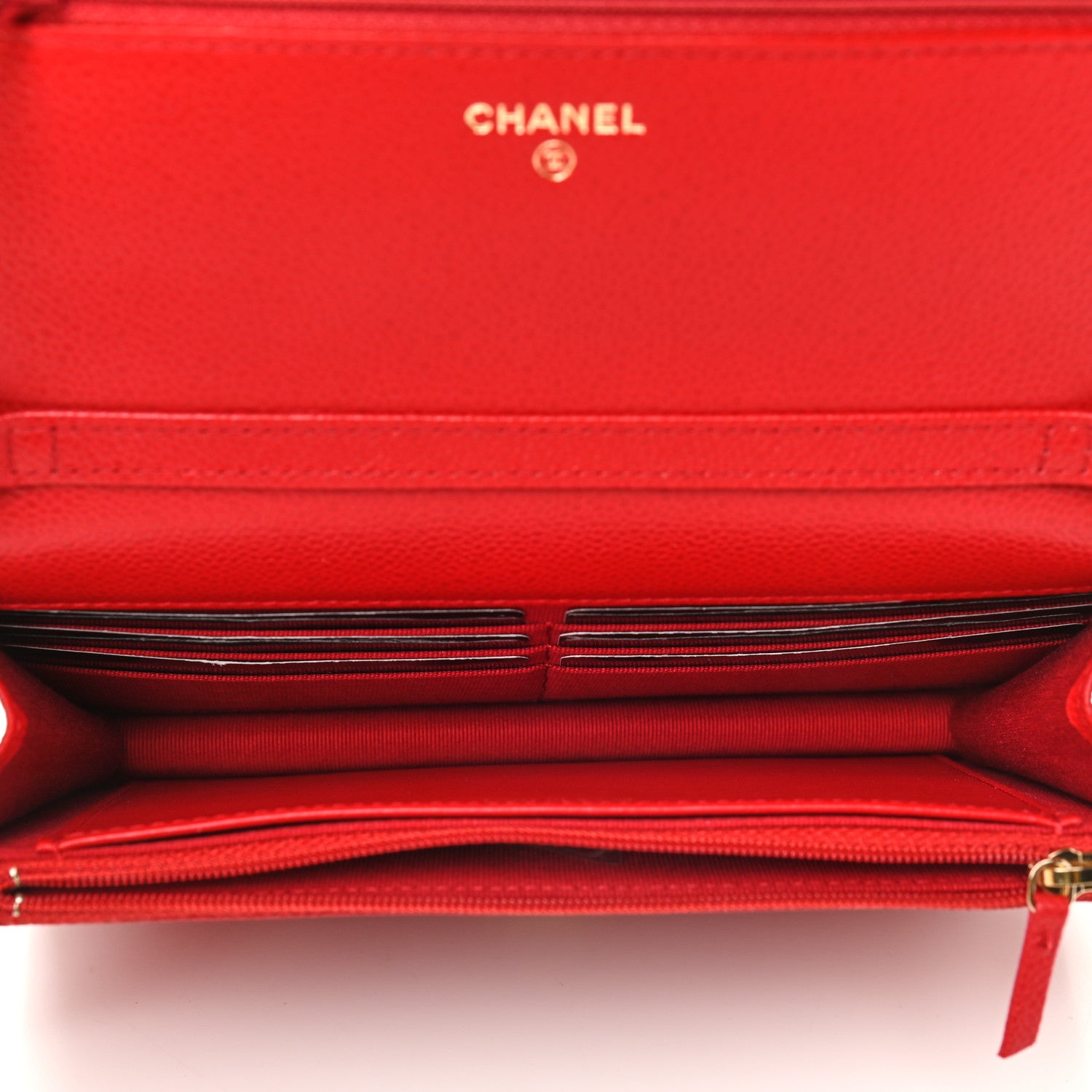 Chanel Shiny Caviar Quilted Chain Melody Wallet On Chain WOC Red 7 of 9