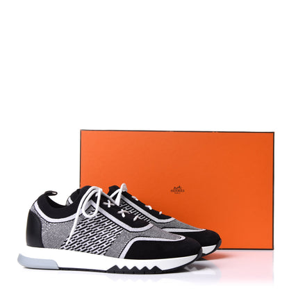 Hermes Knit Bi-Color Womens Addict Sneakers 39.5 Black White 9 of 9