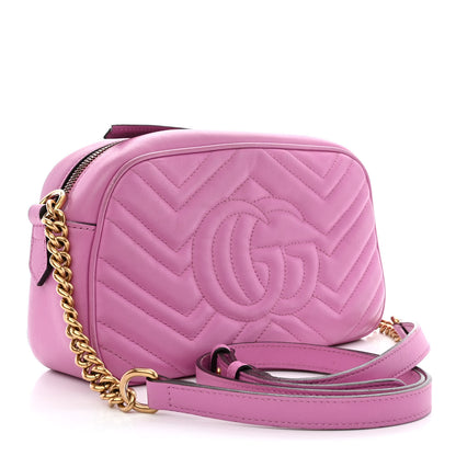 Gucci Calfskin Matelasse Small GG Marmont Chain Shoulder Bag Candy Mousse 3 of 13