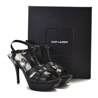 Saint Laurent Calfskin Tribute 75 Platform Sandals 39 Black 9 of 9