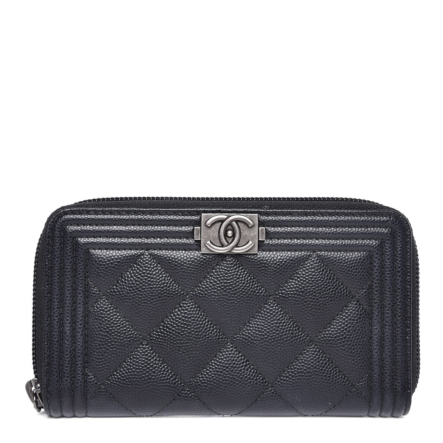 Chanel Caviar Quilted Small Boy Zip Around Wallet Black 1 of 9