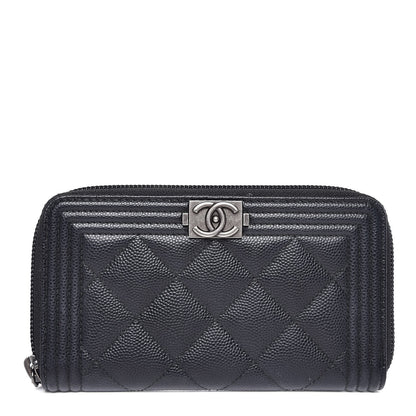 Chanel Caviar Quilted Small Boy Zip Around Wallet Black 1 of 9