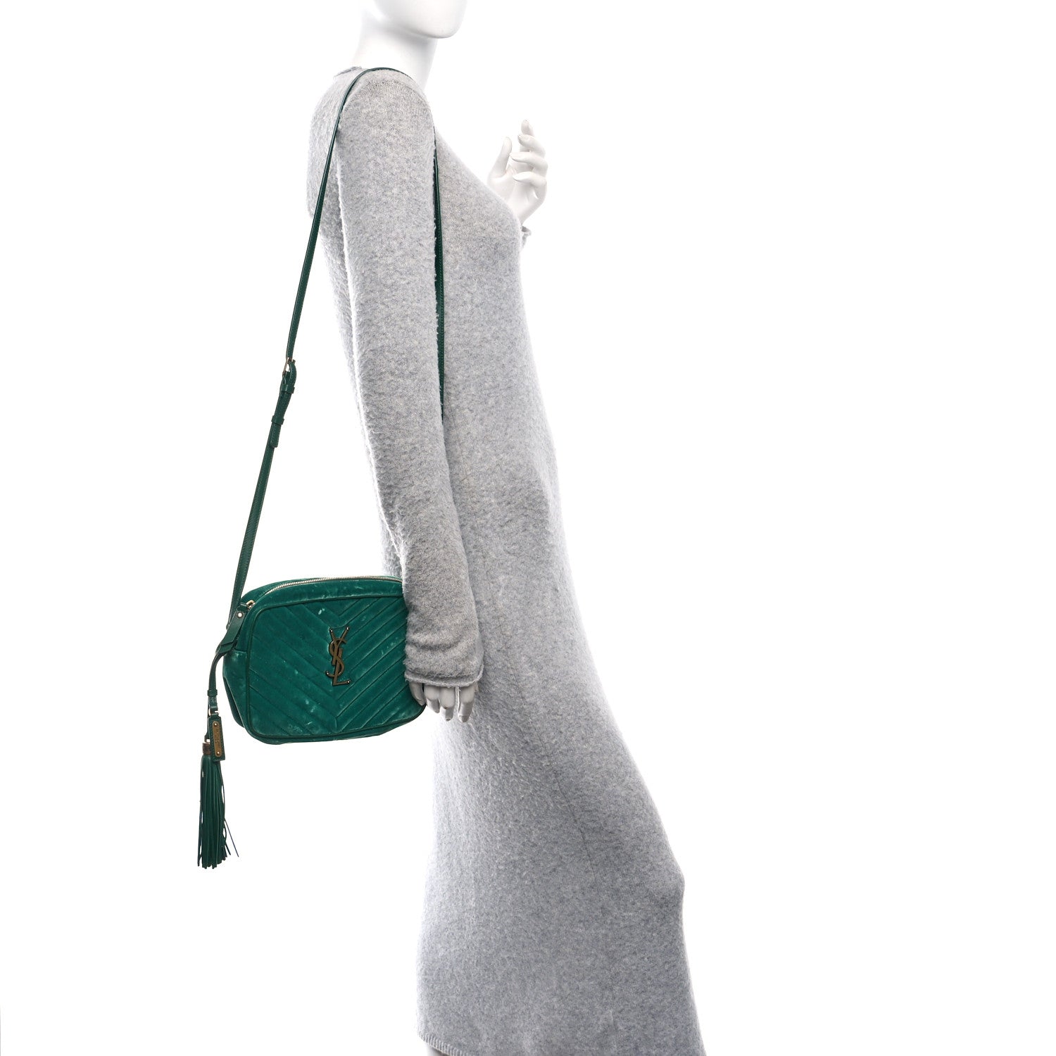 Saint Laurent Velvet Matelasse Monogram Lou Camera Bag Deep Malachite 2 of 13