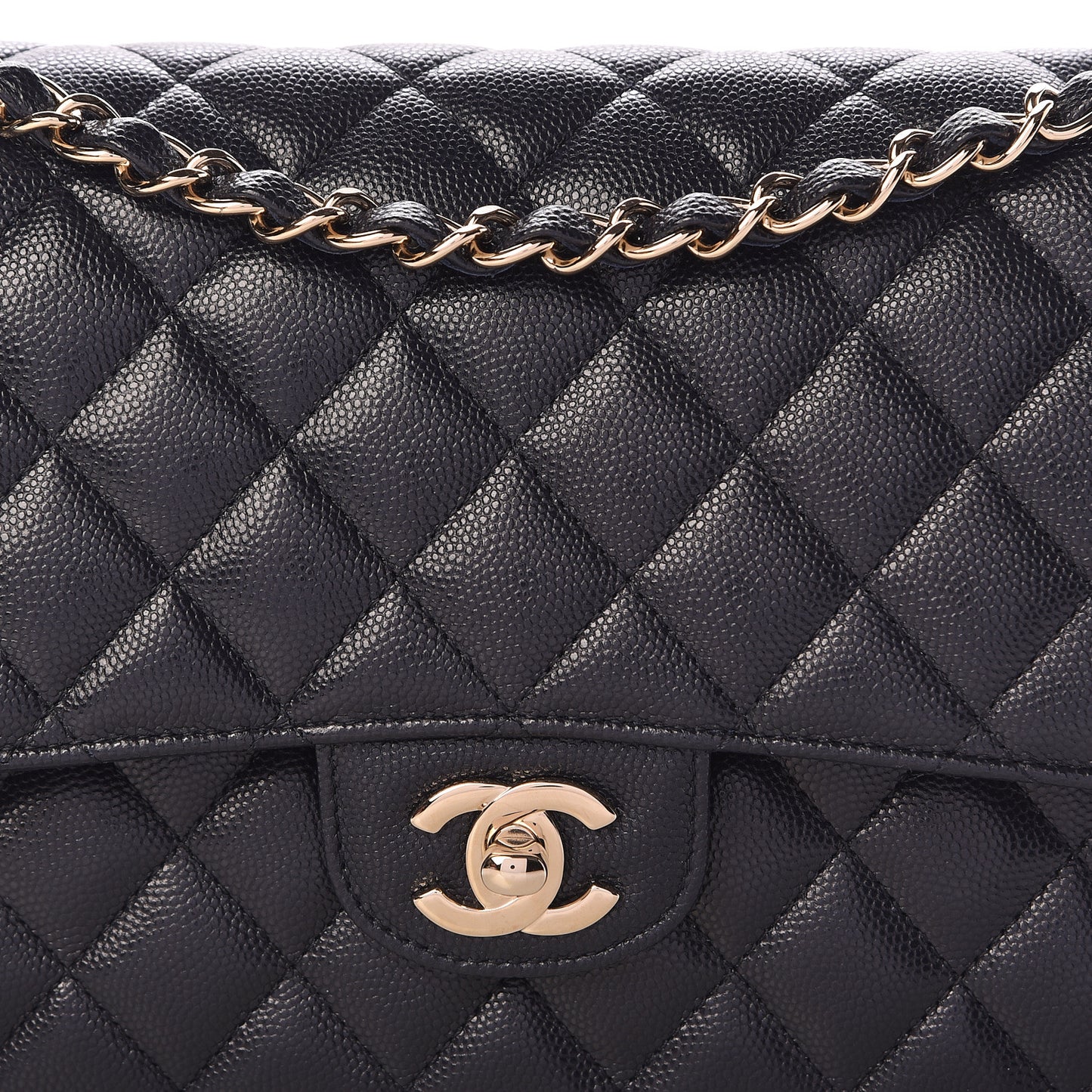 Caviar Quilted Medium Double Flap Navy