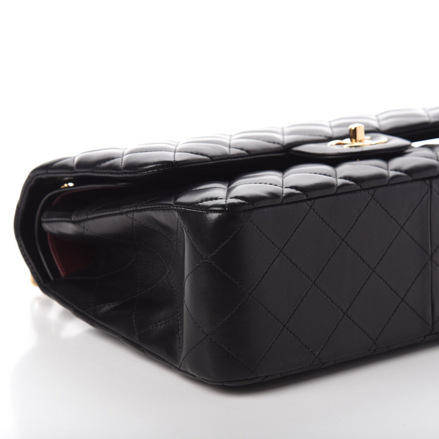 Lambskin Quilted Jumbo Double Flap Black