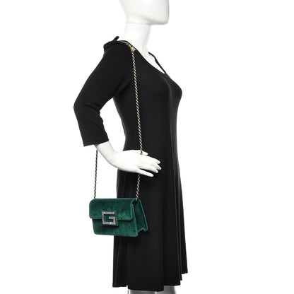 Gucci Velvet Crystal Square G Shoulder Bag Green 2 of 8