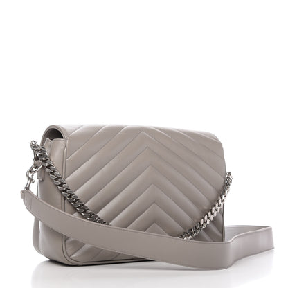 Saint Laurent Calfskin Y Quilted Monogram Loulou Shoulder Bag Light Grey 3 of 10