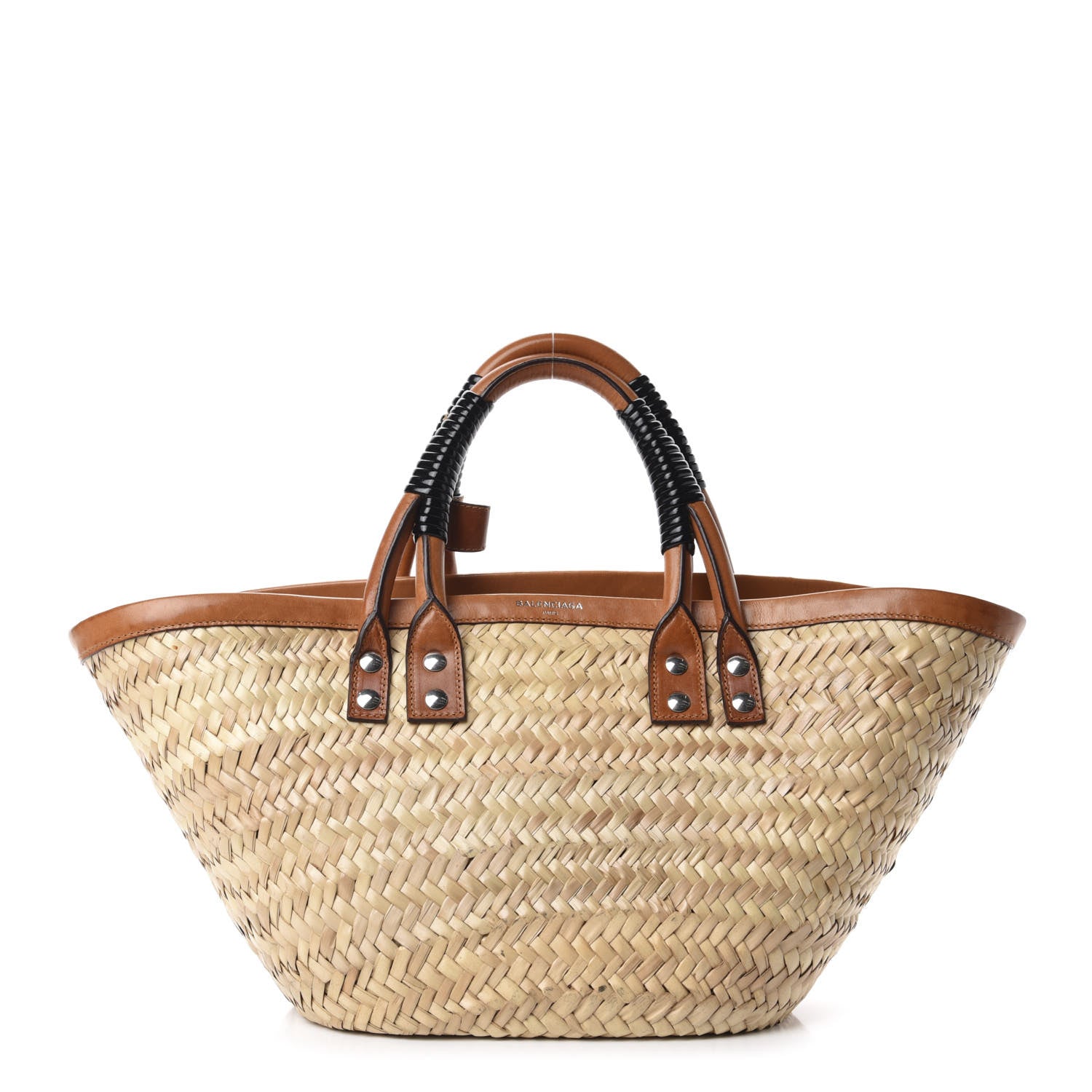 Balenciaga Straw Calfskin Bistrot Panier Small Tote Natural 1 of 11