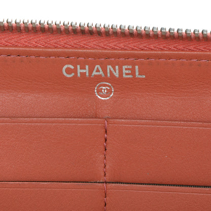 Chanel Patent Quilted Brilliant Zip Around Wallet Coral 7 of 9