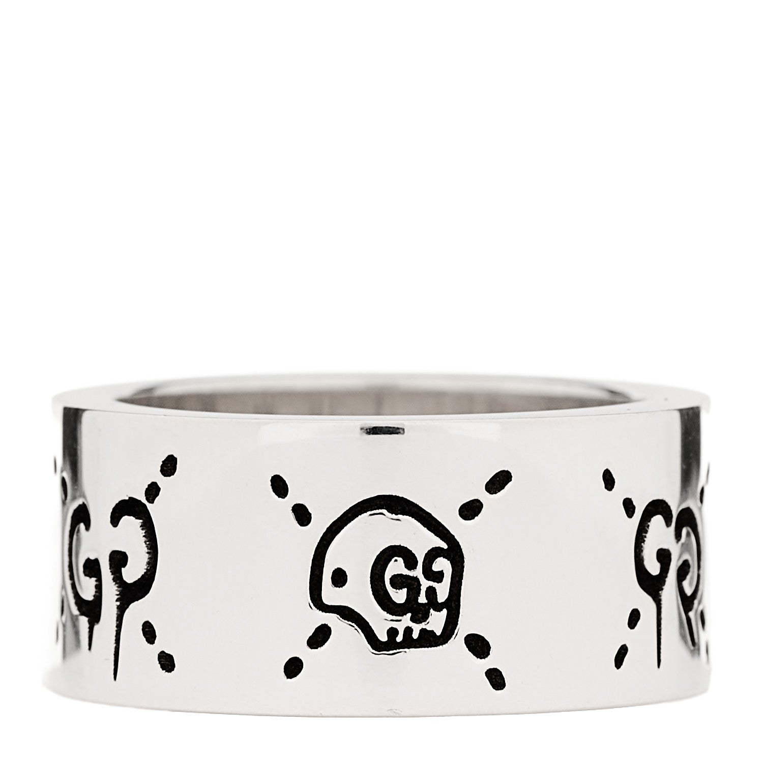 Gucci Sterling Silver GucciGhost Hamlet Skull Band Ring 50 5.5 1 of 6