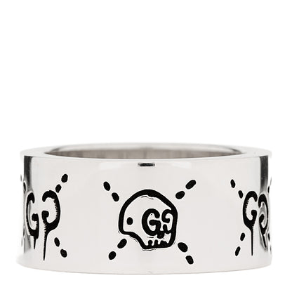 Gucci Sterling Silver GucciGhost Hamlet Skull Band Ring 50 5.5 1 of 6