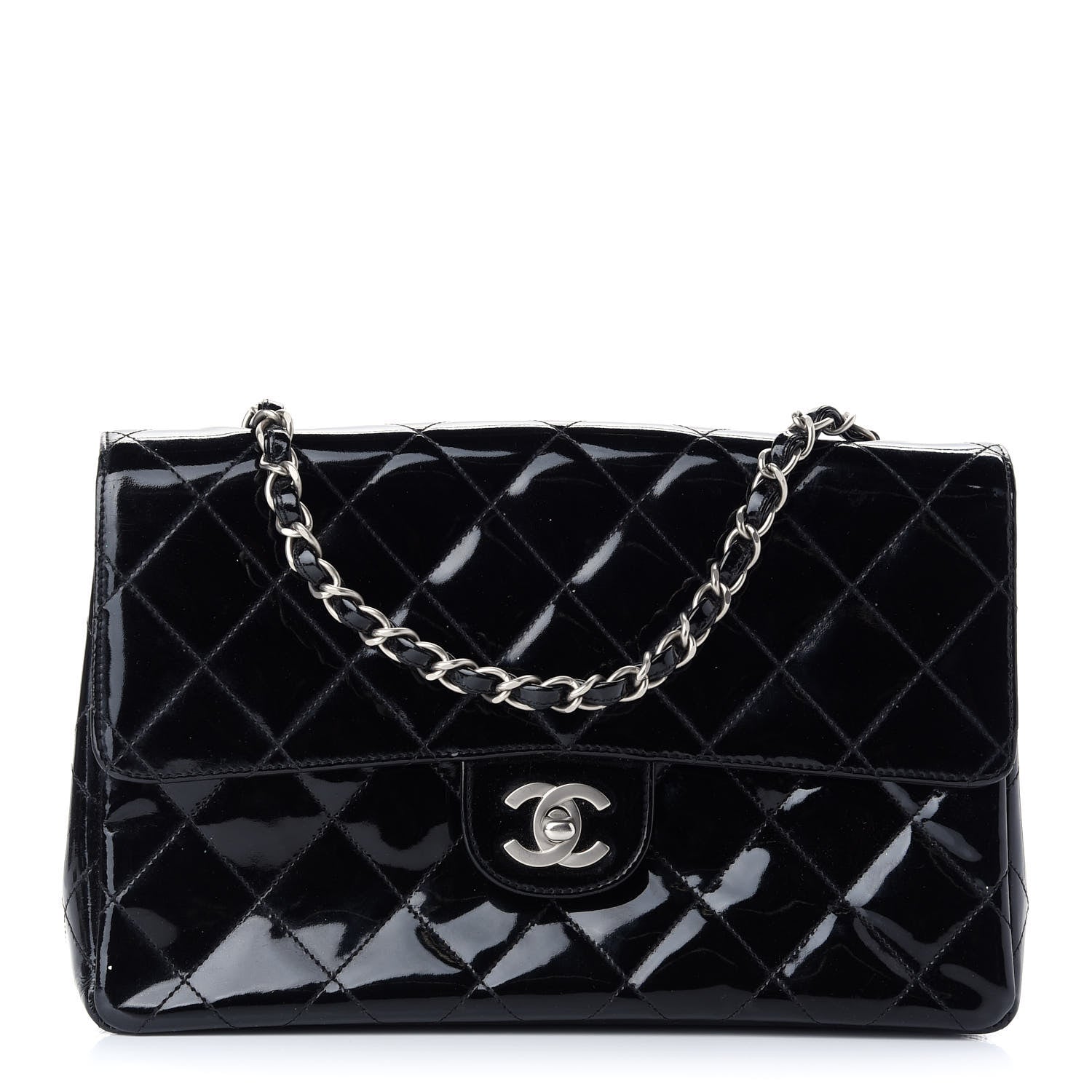 Chanel Patent Quilted Medium Single Flap Bag Black 1 of 9