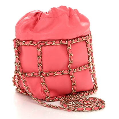 Chanel Lambskin Bucket Chain Drawstring Bag Pink 3 of 10