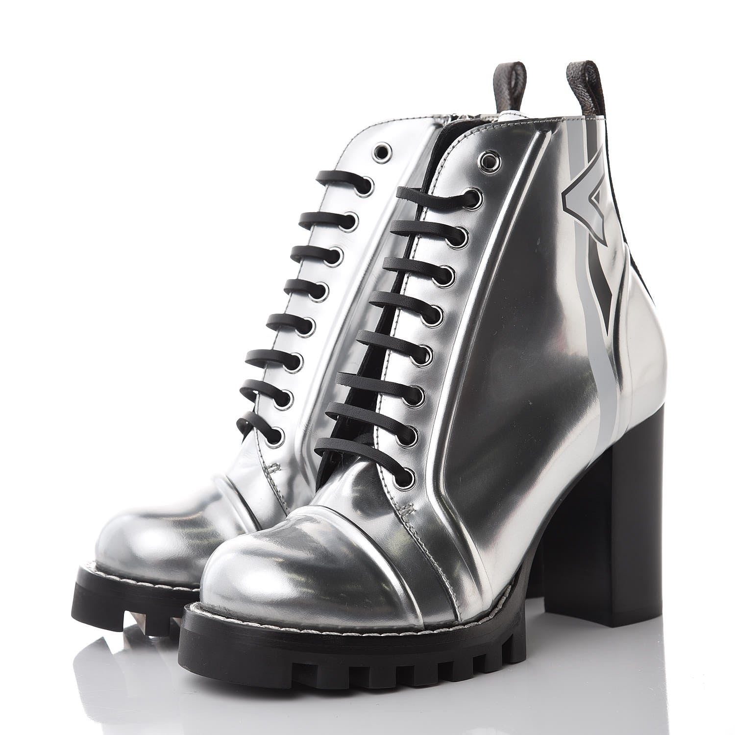 Louis Vuitton Patent Calfskin Spaceship Star Trail Ankle Boots 37 Silver 3 of 6