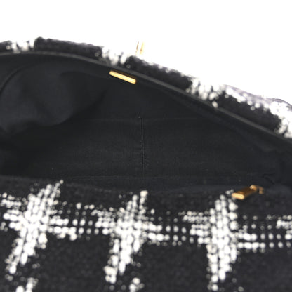 Chanel Tweed Houndstooth Quilted Medium Chanel 19 Flap Black White 5 of 10