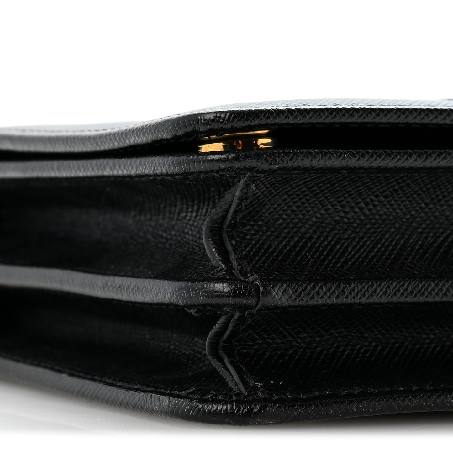 Saffiano Lux Monochrome Chain Wallet Black
