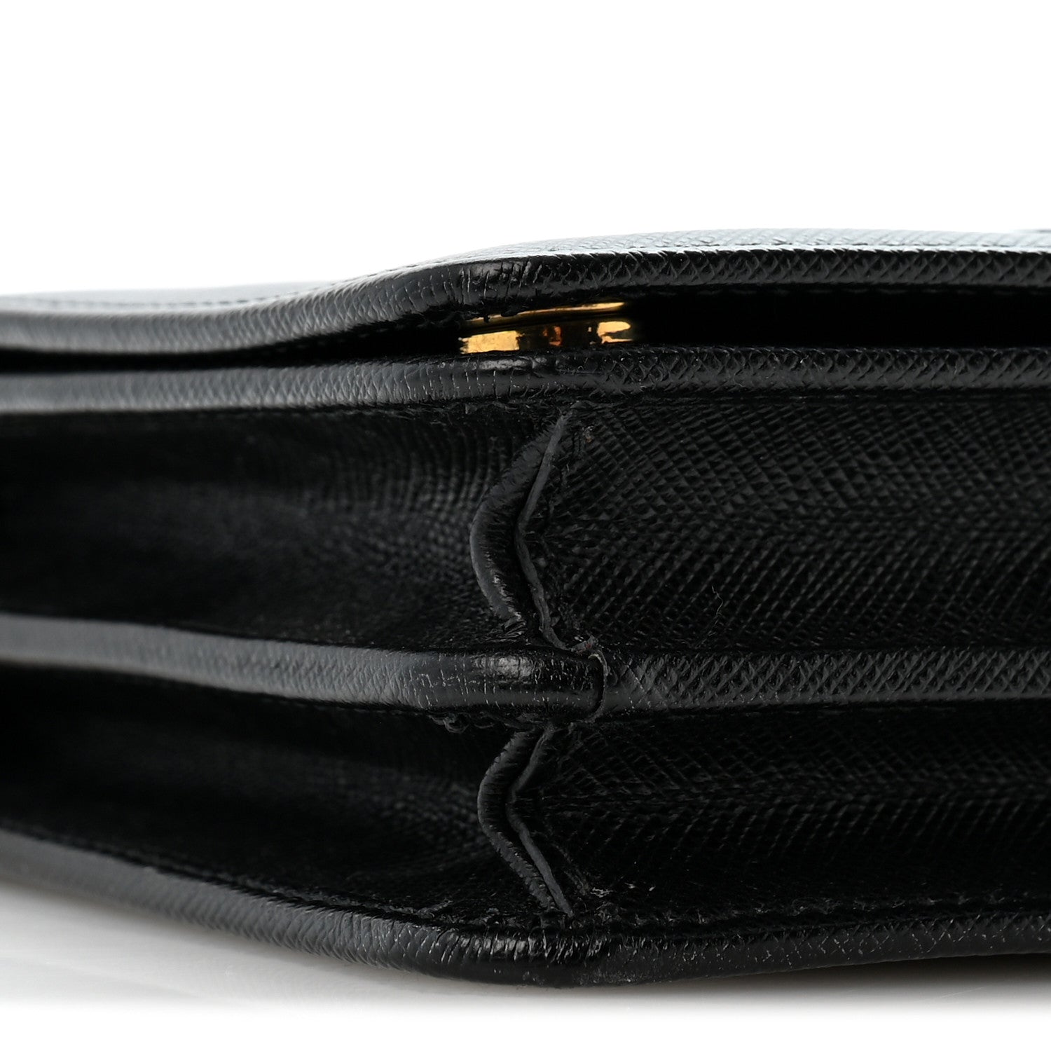 Prada Saffiano Lux Monochrome Chain Wallet Black 10 of 13