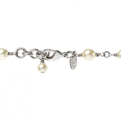 Chanel Crystal Pearl CC Long Necklace Silver 4 of 6