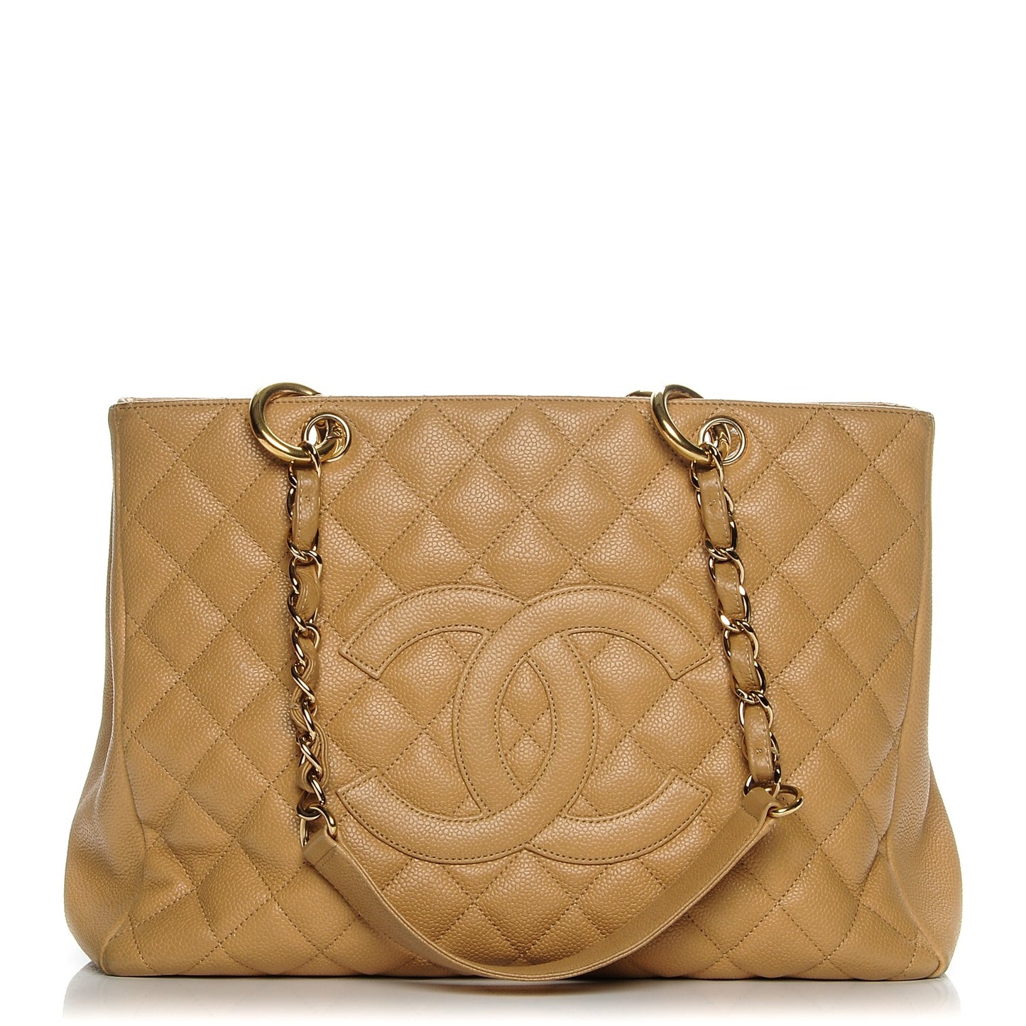 Caviar Quilted Grand Shopping Tote GST Beige