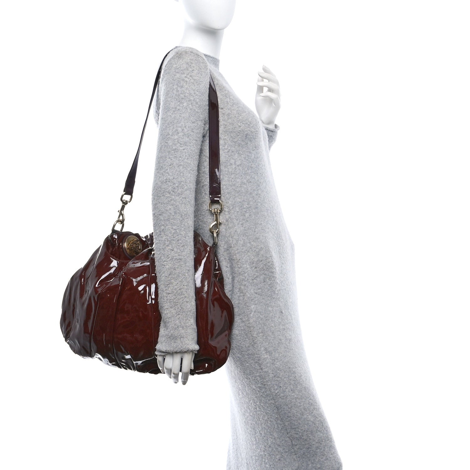 Gucci Patent Medium Hysteria Top Handle Bag Bordeaux 2 of 10