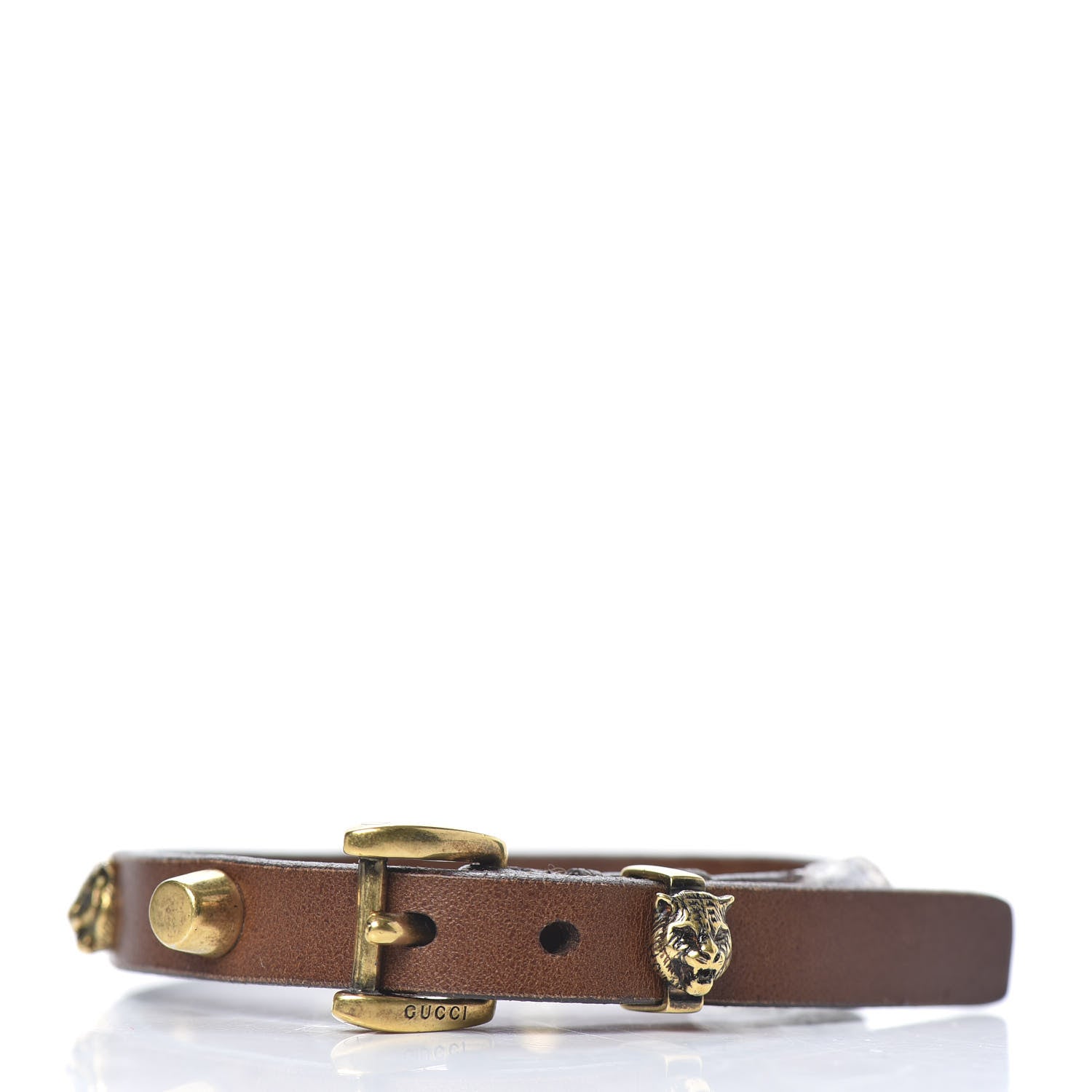 Gucci Calfskin Feline Heads Bracelet Brown 3 of 5