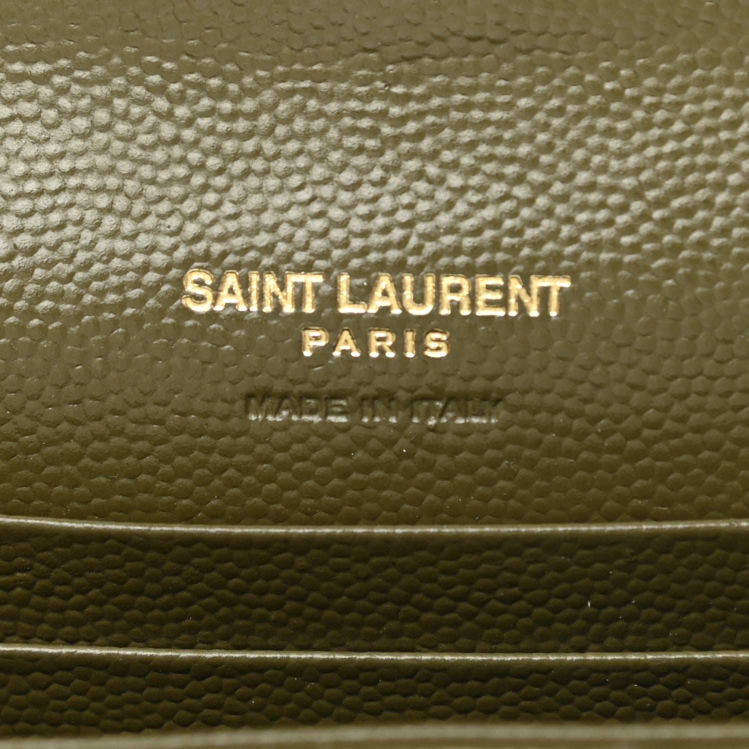 Saint Laurent Grain De Poudre Matelasse Chevron Small Monogram Envelope Wallet Vert Kaki 6 of 7