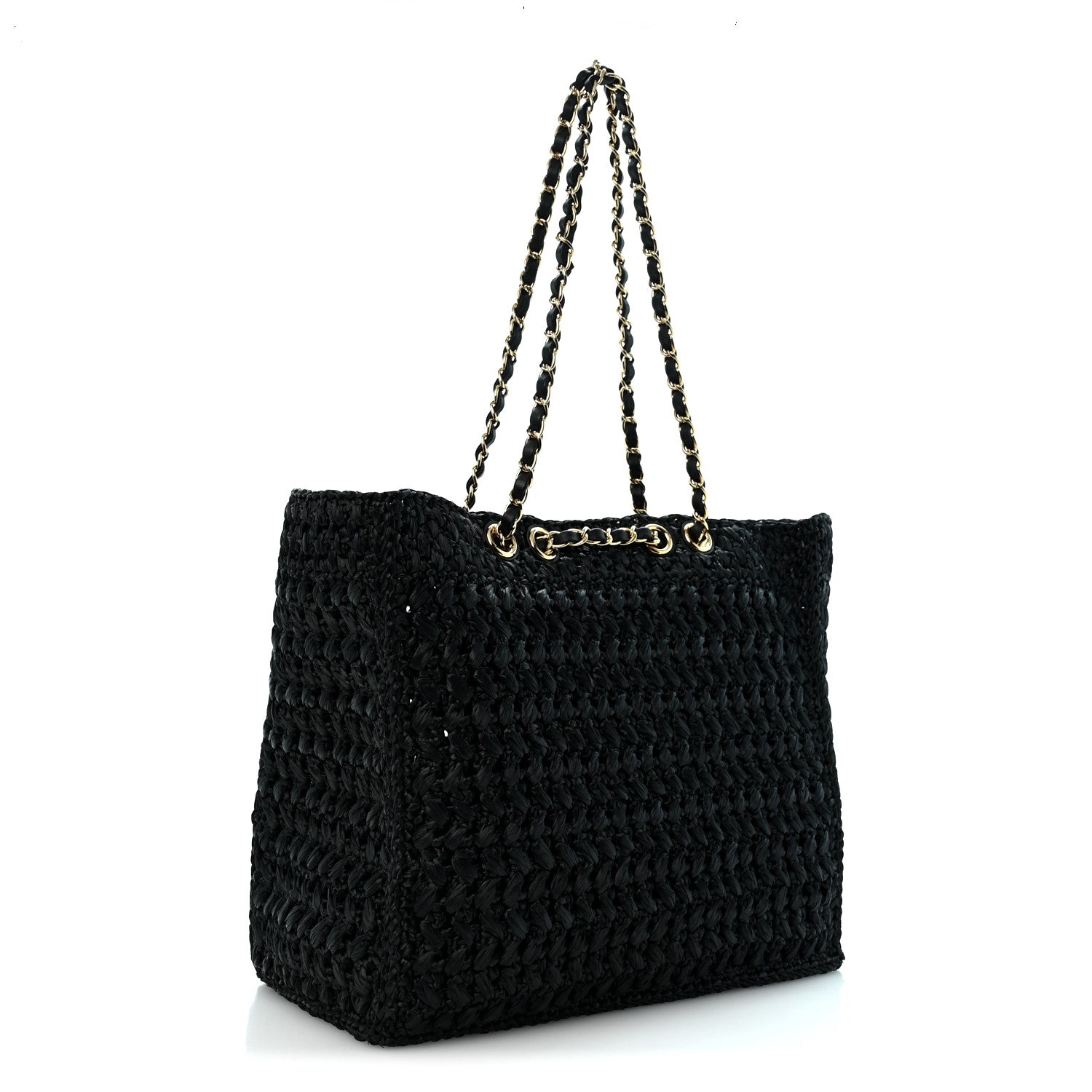 Chanel Raffia Coco Beach Shopping Bag Black 3 of 10