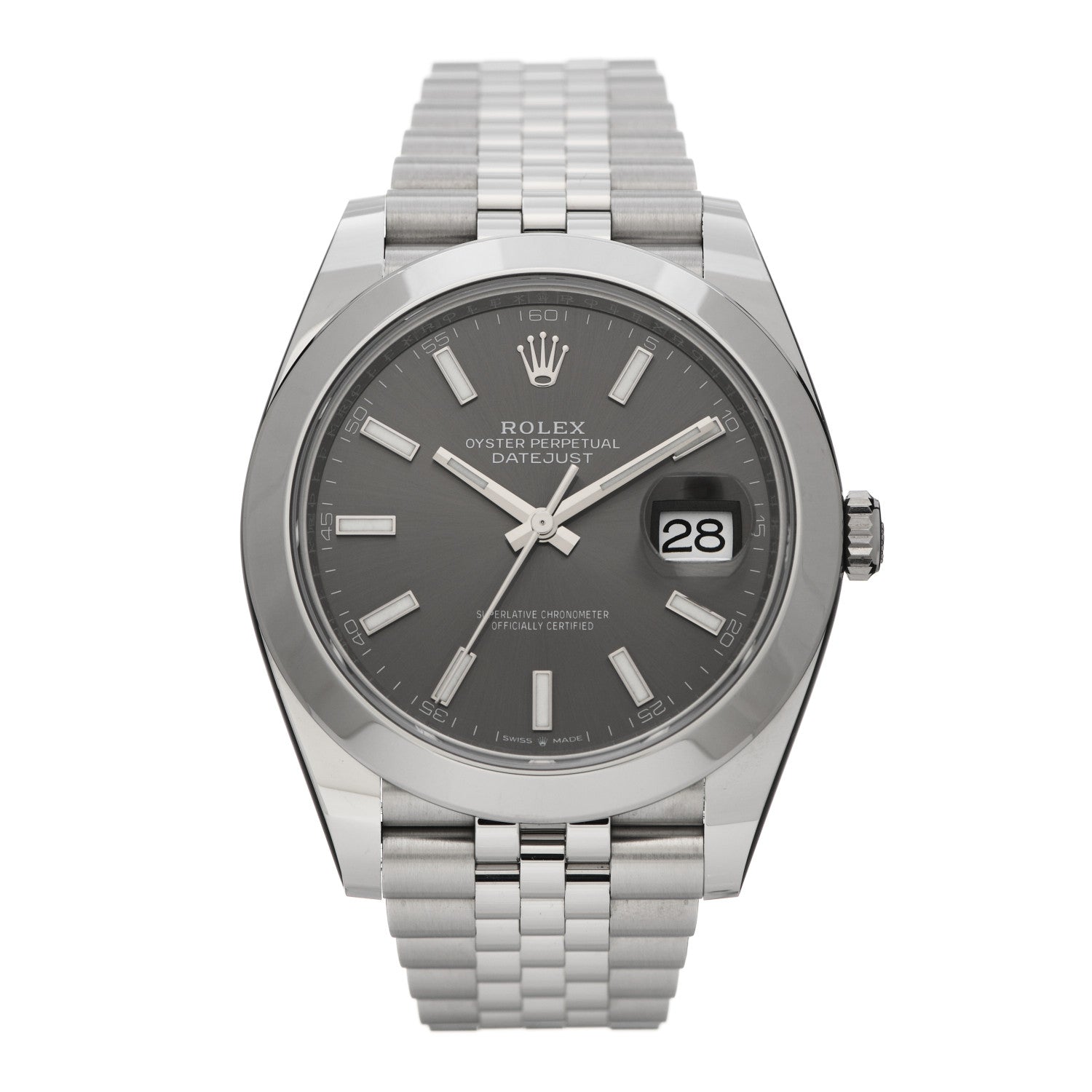 Rolex Stainless Steel 41mm Oyster Perpetual Datejust Watch Slate 126300 1 of 5