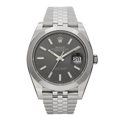 Rolex Stainless Steel 41mm Oyster Perpetual Datejust Watch Slate 126300 1 of 5