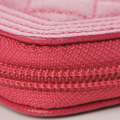 Chanel Caviar Quilted Boy Zip Around Coin Purse Wallet Fuchsia 12 of 15