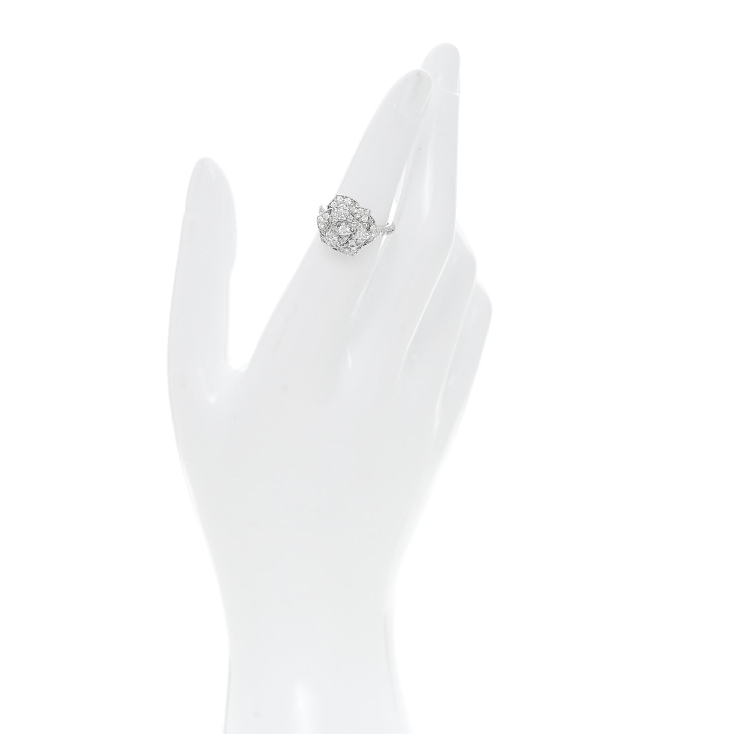 18K White Gold Diamond Rose Ring 49 4.75