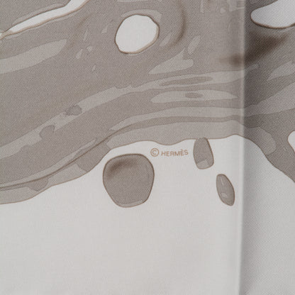 Hermes Silk Peinture Fraiche 90 White Sepia 5 of 7
