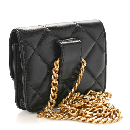 Chanel Lambskin Enamel Quilted Pending CC Flap Belt Bag Black 2 of 10