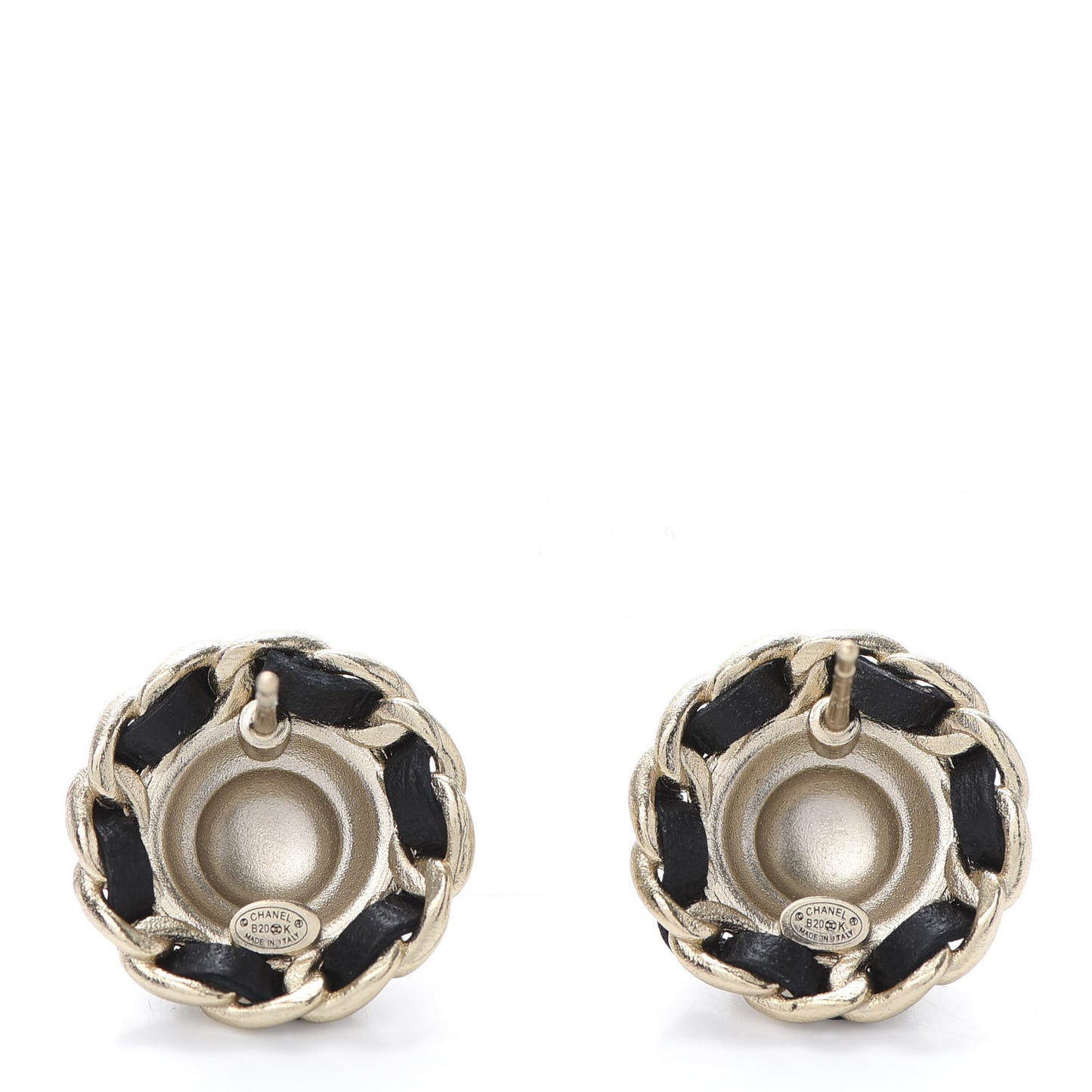 Crystal Lambskin Chain Around CC Earrings Gold Black