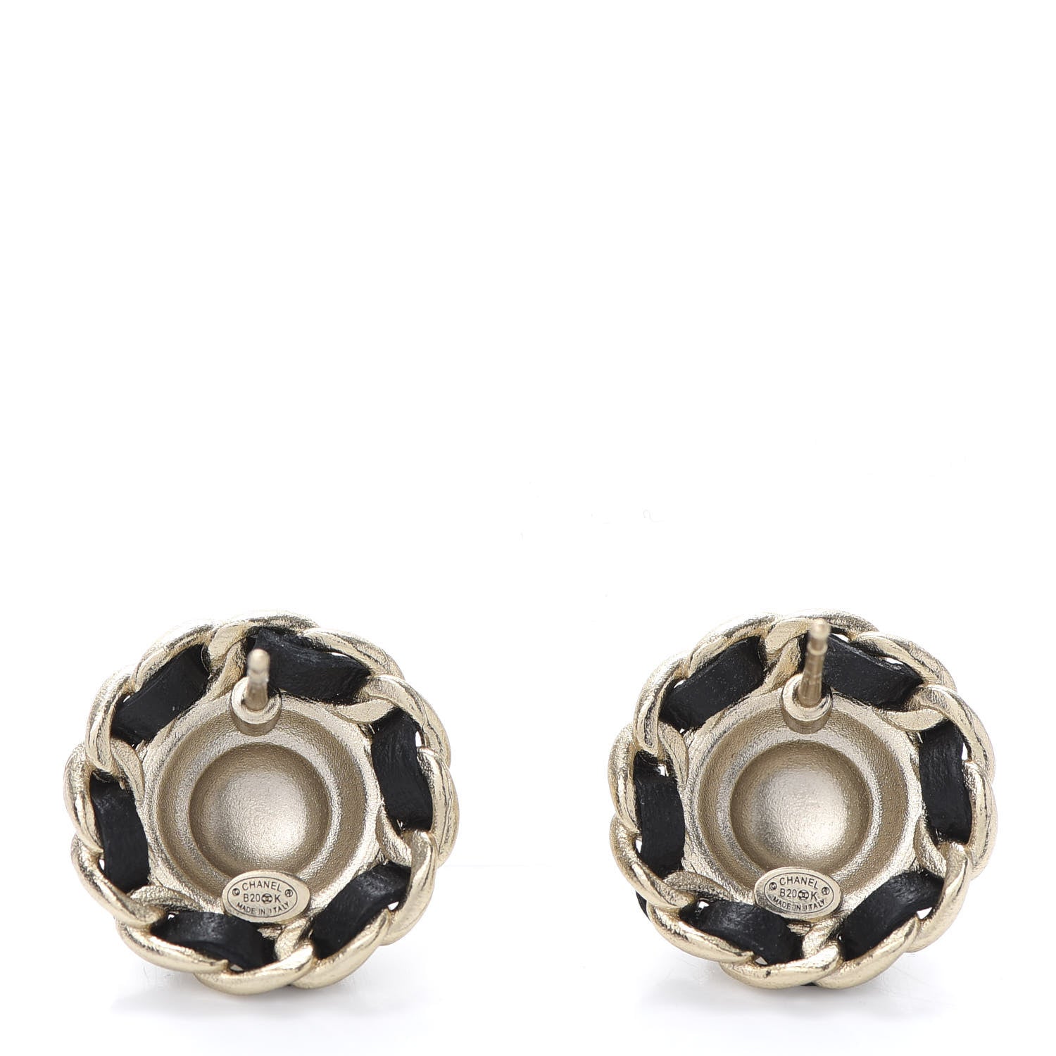 Chanel Crystal Lambskin Chain Around CC Earrings Gold Black 3 of 4