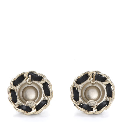 Chanel Crystal Lambskin Chain Around CC Earrings Gold Black 3 of 4