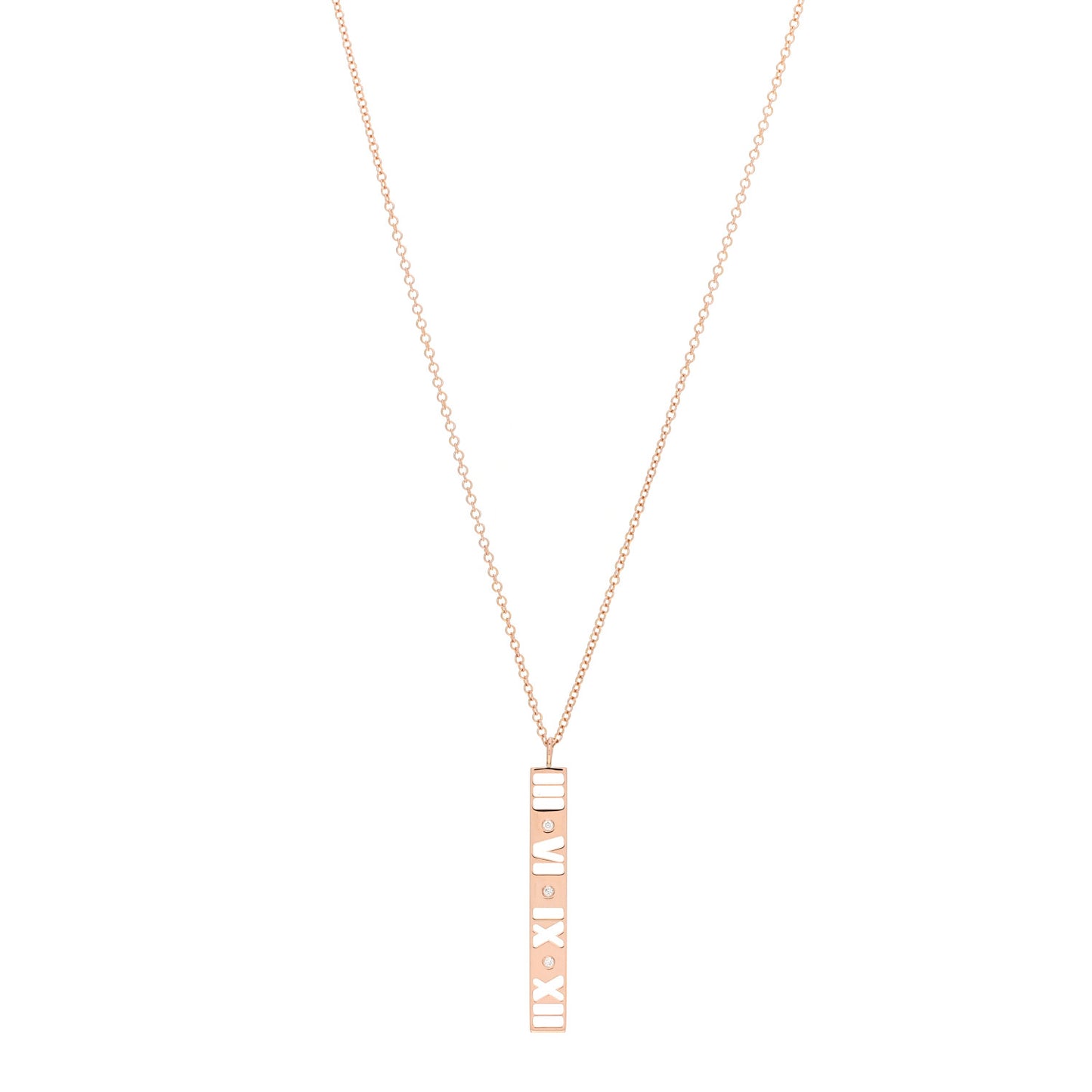 18K Rose Gold Diamond Atlas Bar Pendant Necklace