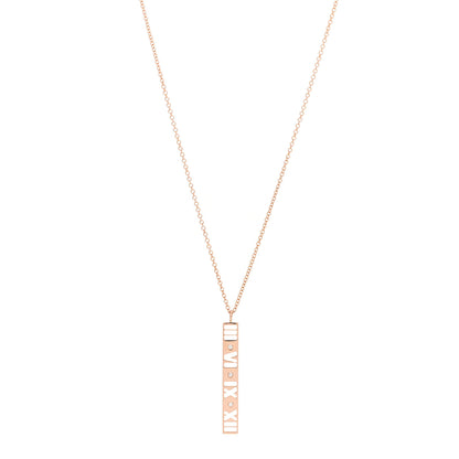 Tiffany 18K Rose Gold Diamond Atlas Bar Pendant Necklace 1 of 5
