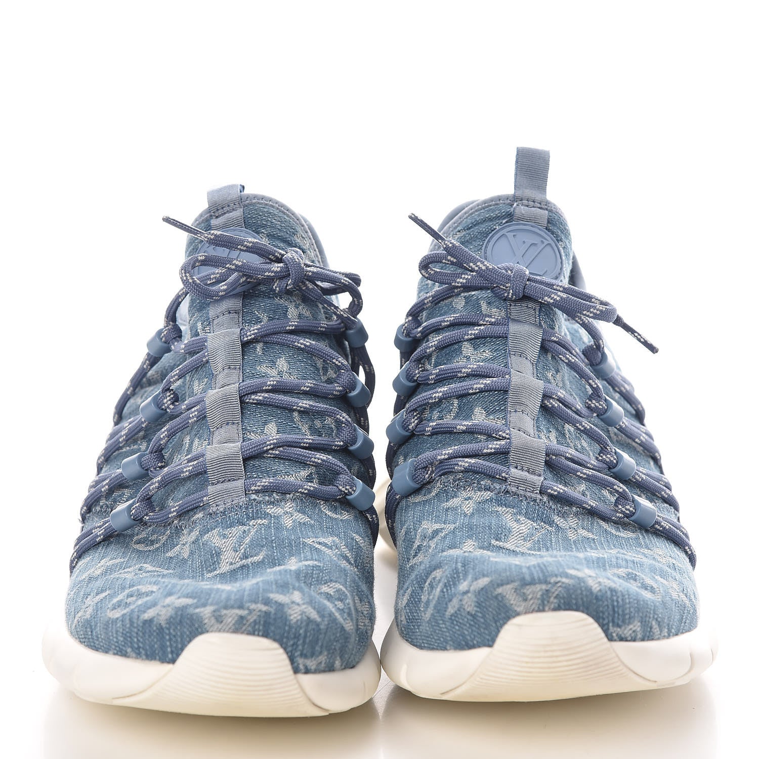 Louis Vuitton Denim Rubber Monogram Fastlane Low Sneakers 10 Navy 2 of 7