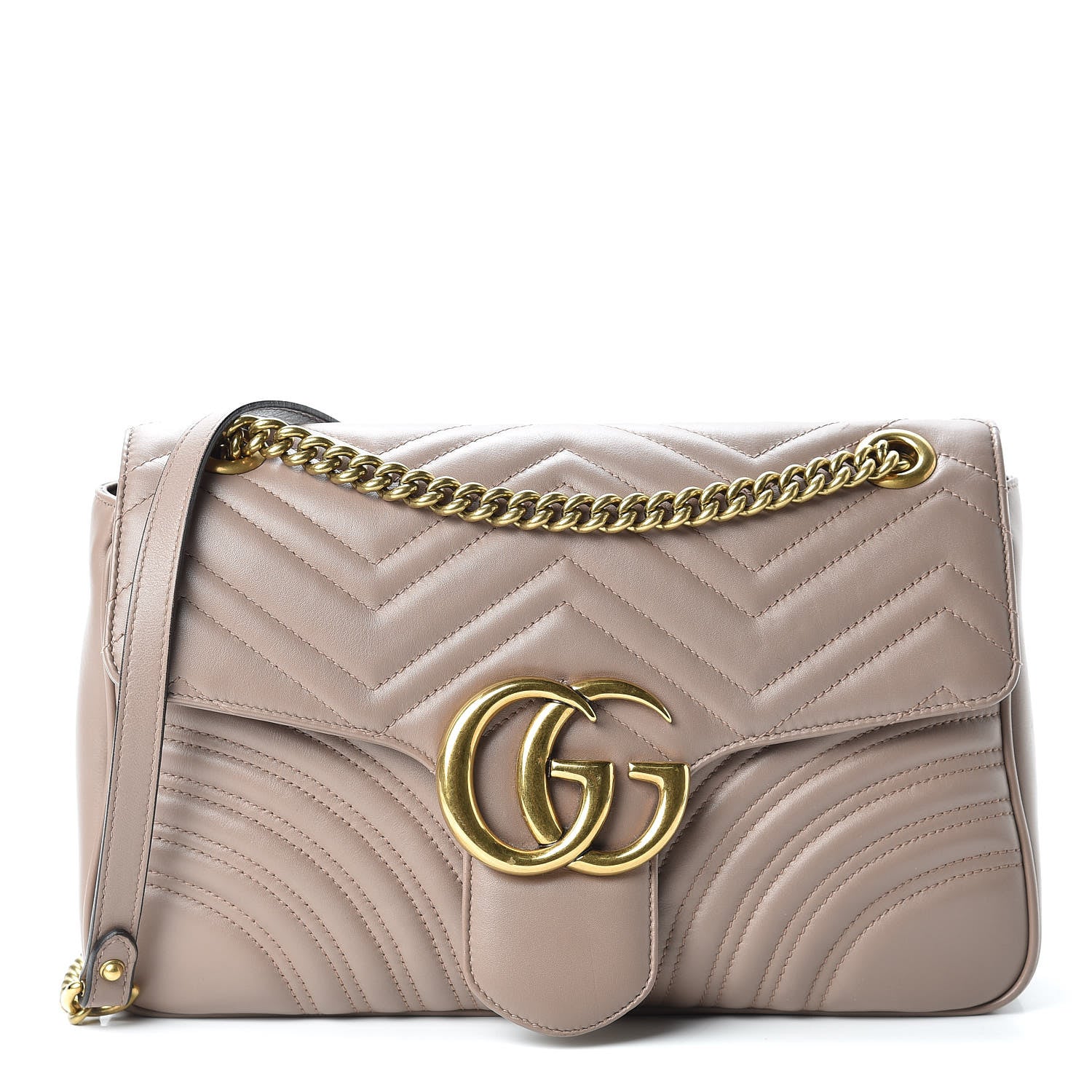 Gucci Calfskin Matelasse Medium GG Marmont Shoulder Bag Porcelain Rose 1 of 9